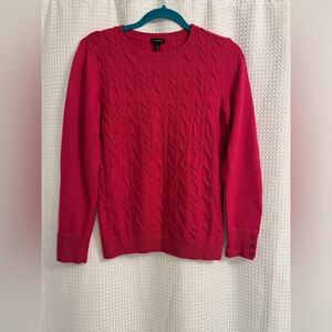 Talbots Vibrant Pink Cable Knit Sweater Nylon and Lambswool Luxurious Size M